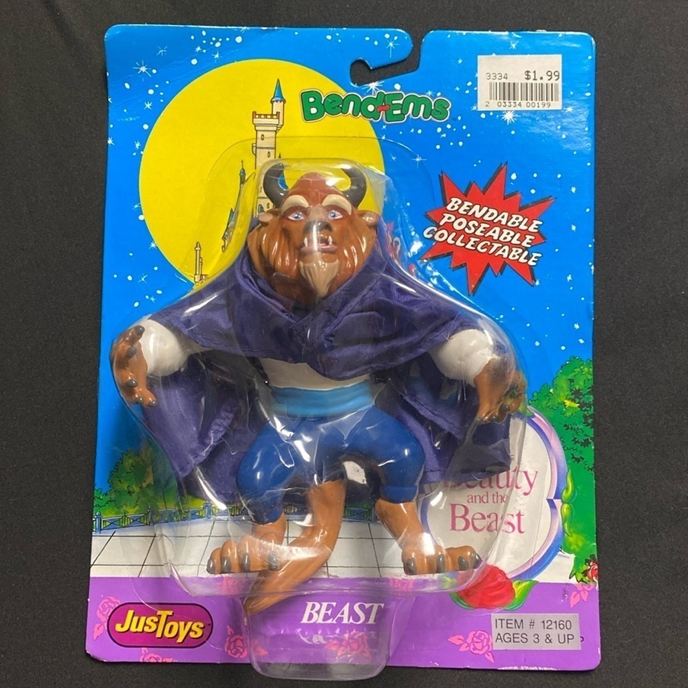 Disney’s Beauty and the Beast Bend Ems Action Figure Vintage Rare JusToys Sealed